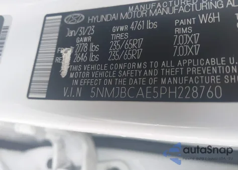 2023 Hyundai Tucson Sel z USA, uszkodzony, nr VIN 5NMJBCAE5PH228760